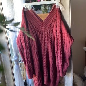 Burgundy cable knit sweater dress